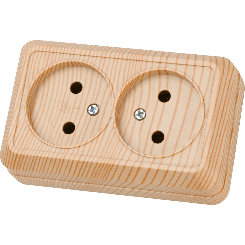 Изображение товара Двойная розетка TDM ELECTRIC 2П IP20 для открытой установки сосна SQ1801-0412