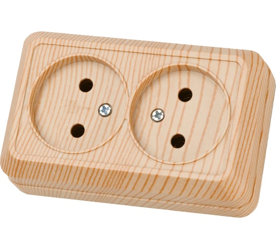 Изображение товара Двойная розетка TDM ELECTRIC 2П открытой установки IP20 10А 250В (керамика) сосна "Ладога" TDM ELECTRIC SQ1801-0412