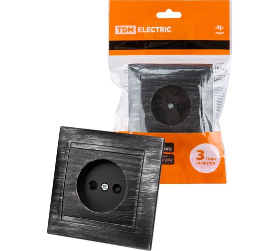 Изображение товара Розетка 2П 10А 250В с защитными шторками TDM ELECTRIC старинное серебро, серия "Лама" SQ1815-0651