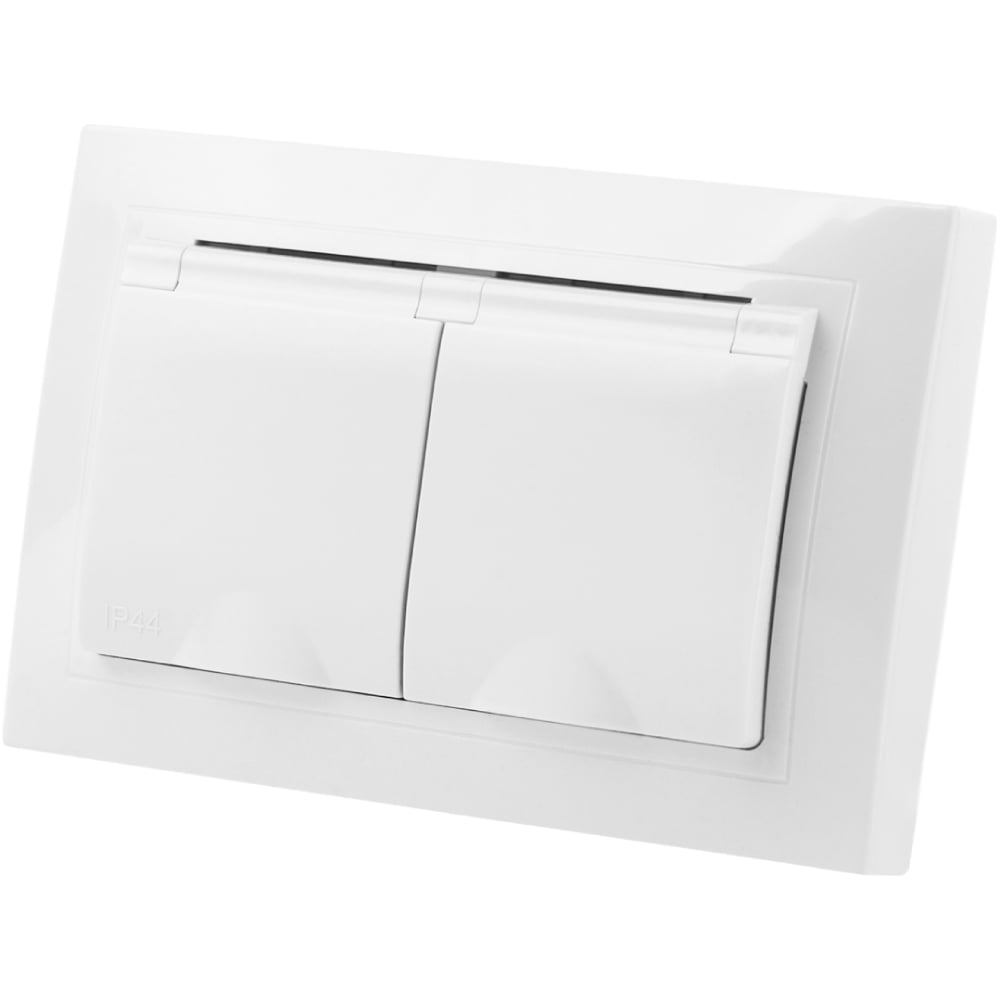 Изображение товара Двойная розетка TDM ELECTRIC 2П+З с крышкой и защитными шторками 16А IP44