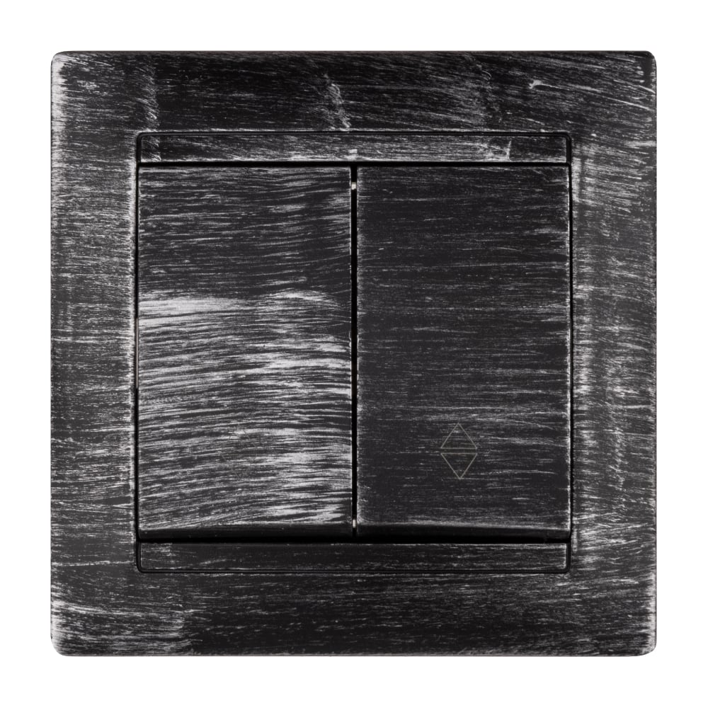 Изображение товара 2-клавишный проходной выключатель TDM ELECTRIC серии Лама 10А серебро старинное