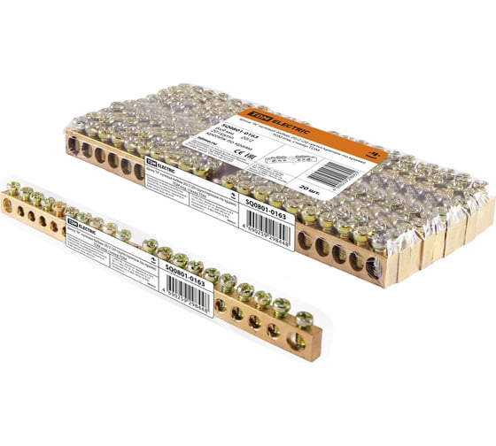 Изображение товара Нулевая N шина TDM ELECTRIC 6х9мм 20/2 (20 групп/крепеж по краям) индивидуальный стикер SQ0801-0163