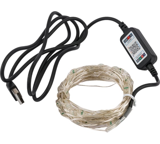 Изображение товара Гирлянда ЭРА Нить с пультом, RGB, 5 м, 220 В, с таймером, с музыкой,  с упр. через моб. Б0055994