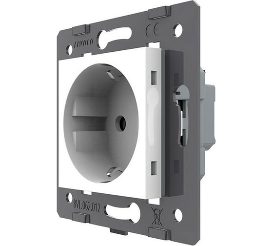 Изображение товара Электрическая розетка LIVOLO с заземлением защитными шторками 16A, зажимы, цвет белый (механизм) VL-FCTC16A-2WPS01