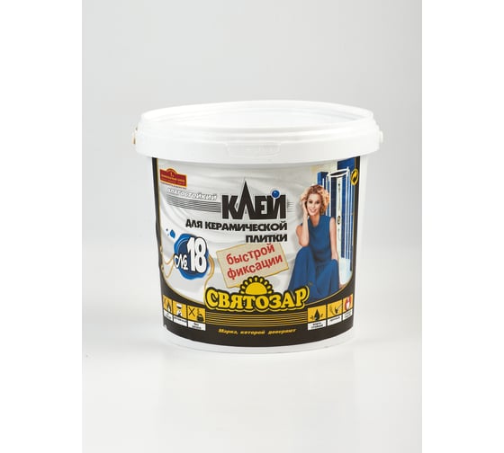 Изображение товара Клей для керамической плитки Святозар-18 Finlux ремонтный, быстрой фиксации, готовый к применению, 2.5 кг 4603783205318