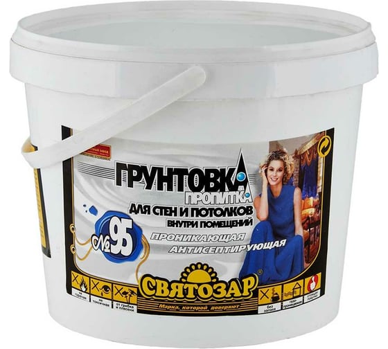 Изображение товара Акриловая грунтовка Finlux Святозар-95 для стен, потолков, антисептирующая, без запаха, 2 кг 4603783200122