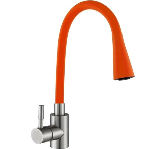Изображение товара Смеситель для кухни Антей Мармелад с силиконовым изливом, оранжевый, нержавеющая сталь 1/10 572578-ANT