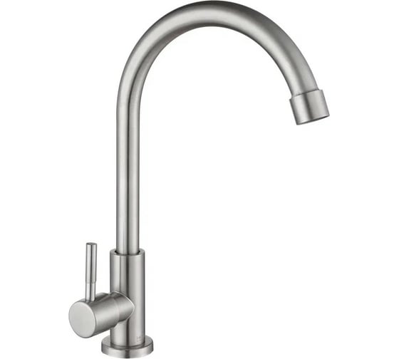 Изображение товара Смеситель для кухни Gota Rocio Steel моно для питьевой воды, с высоким изливом, крепление гайка, нержавеющая сталь 100311-GOTA