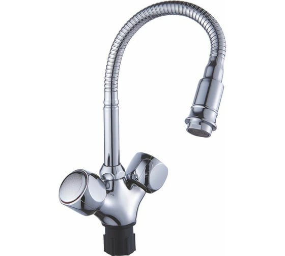 Изображение товара Смеситель для кухни Антей Луна с 2-мя рукоятками, с гибким изливом, крепление гайка 1/10 587336-ANT
