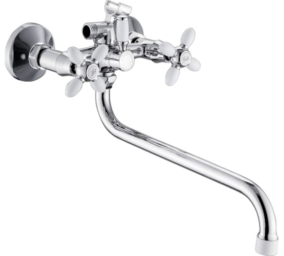 Изображение товара Смеситель для ванны Антей Радуга с 2-мя рукоятками, с цветным наконечником и ручкой белый 2270717-ANT