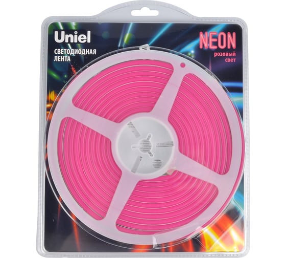 Изображение товара Гибкая светодиодная лента Uniel NEON ULS-N01-2835-120LED/m-6mm-IP67-DC12V-9W/m-5M-PINK UL-00009090