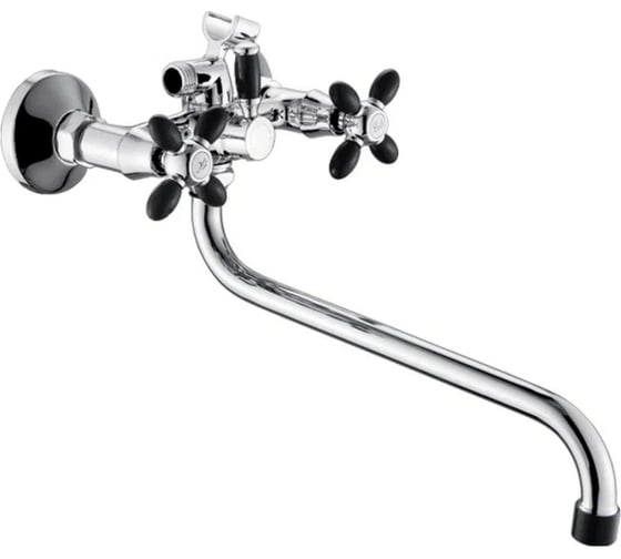 Изображение товара Смеситель для ванны Антей Радуга с 2-мя рукоятками, с цветным наконечником и ручкой черный 2270716-ANT