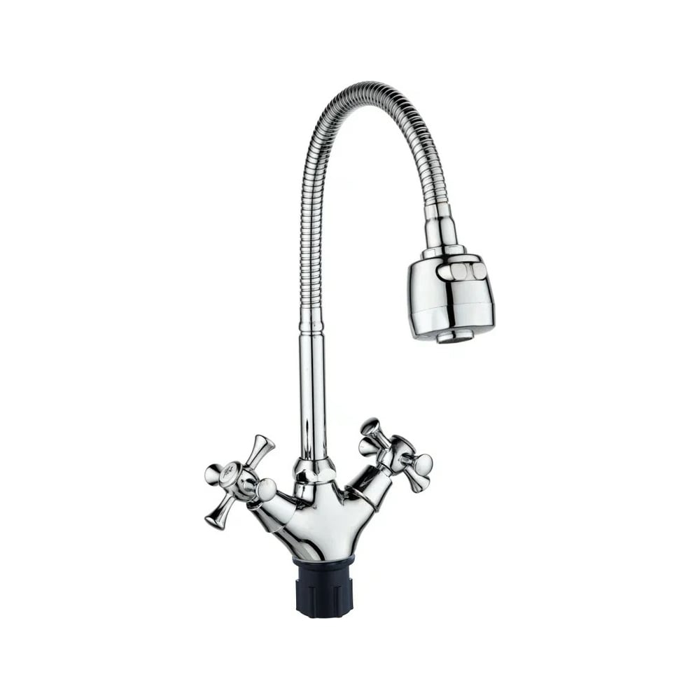 Изображение товара Смеситель для кухни Антей Луч с 2-мя рукоятками, с высоким гибким изливом, крепление гайка 1/10 587064-ANT