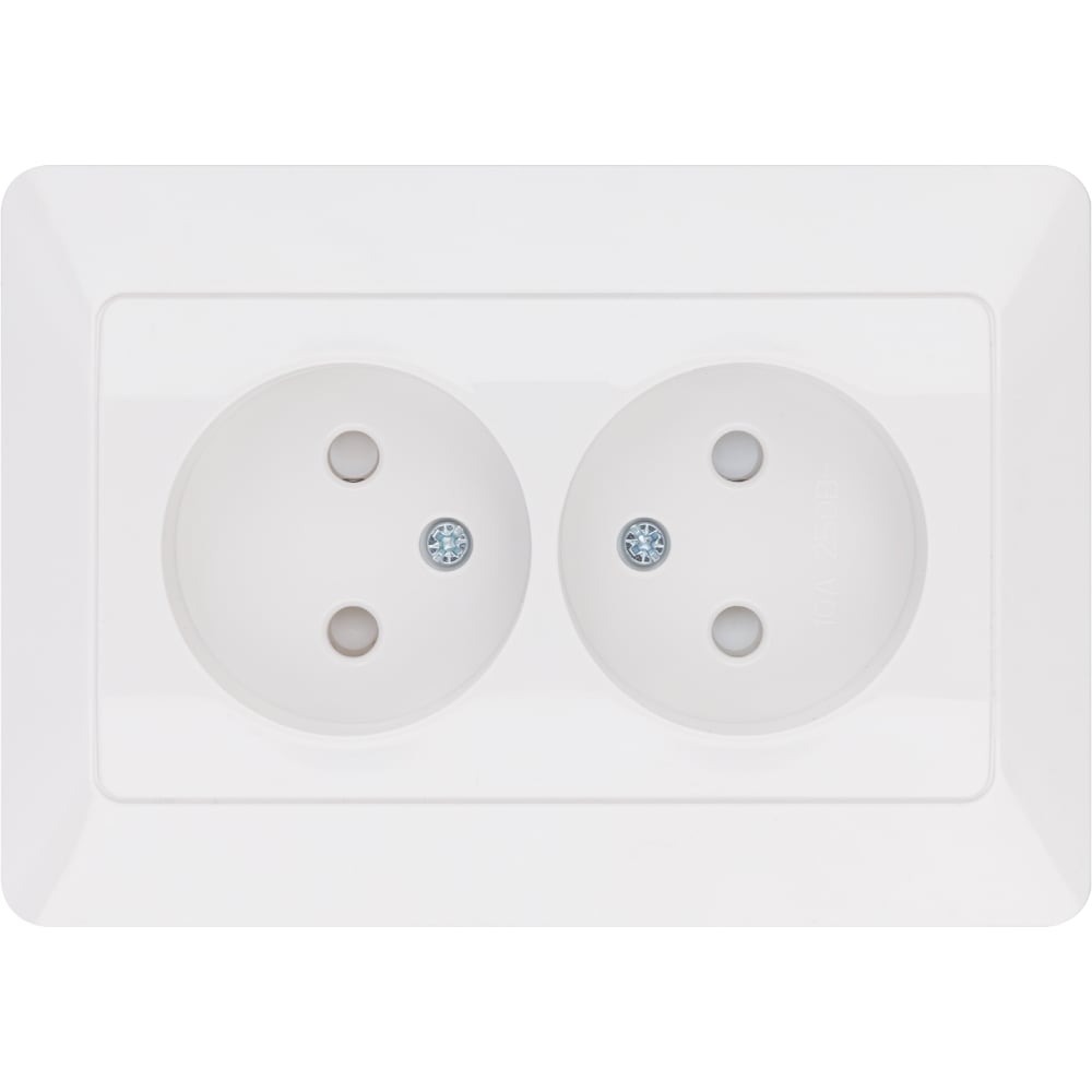Изображение товара Двойная силовая розетка с защитными шторками Ильмень SQ1823-0015 10А 250В белая