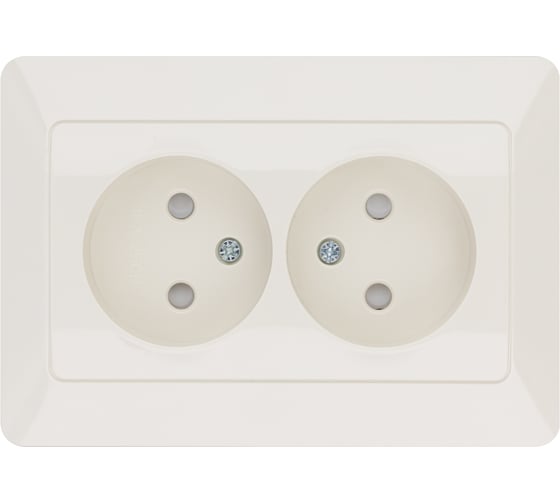 Изображение товара Розетка двойная слоновая кость с защитными шторками, 10А 250В серия "Ильмень" TDM ELECTRIC SQ1823-0115