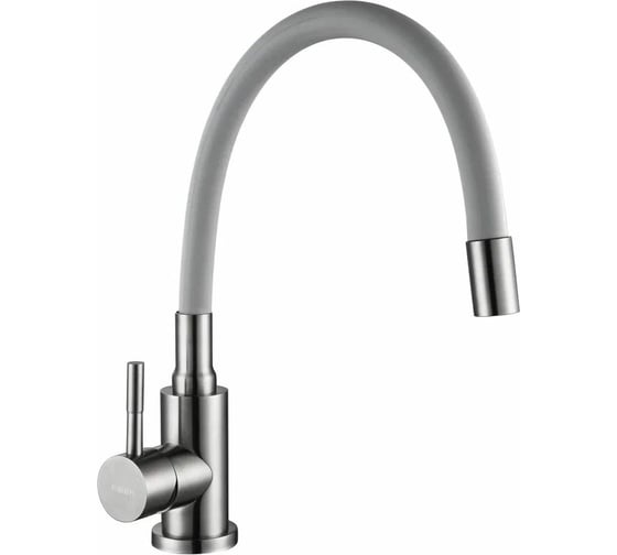 Изображение товара Смеситель для кухни Golden Fox Lomond с гибким силиконовым изливом, серый, нержав.сталь 11322-FOX