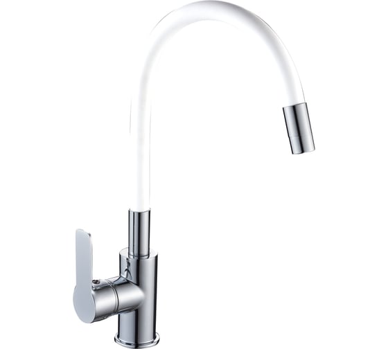 Изображение товара Смеситель для кухни Gota Rocio Santa-Barbara с силиконовым изливом, крепление гайка, белый d35 302531-GOTA