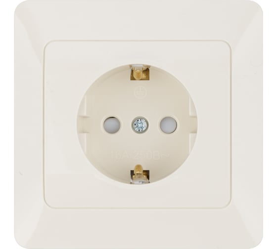 Изображение товара Розетка слоновая кость с защитными шторками с заземлением, 16А 250В серия "Ильмень" TDM ELECTRIC SQ1823-0114