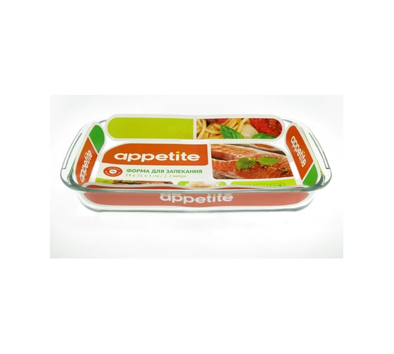 Изображение товара Стеклянная прямоугольная форма appetite 34x21x5 см 2.2 л PL5