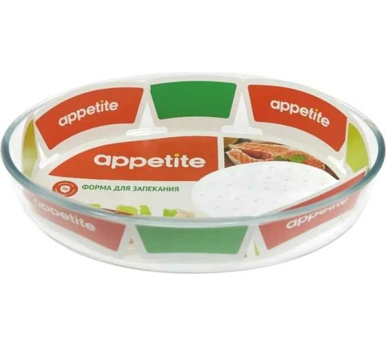 Изображение товара Стеклянная овальная форма appetite 30x21x6 см 2.4 л рифленое дно PLD11