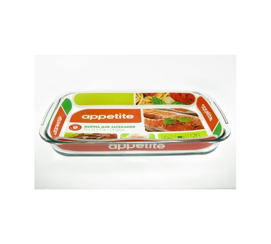 Изображение товара Стеклянная прямоугольная форма appetite 39x23x5 см 2.9 л PL4