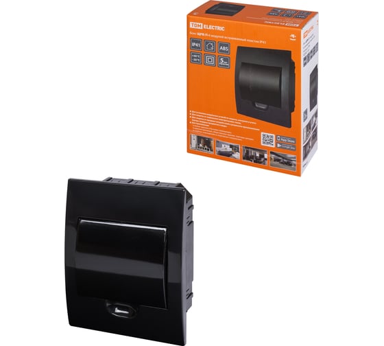 Изображение товара Встраиваемый бокс TDM ELECTRIC ЩРВ-П-6 модулей, пластик, IP41, Антрацит SQ0902-1001