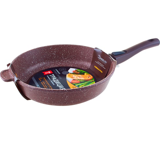Изображение товара Сковорода Традиция готовить с любовью Доломит антипригарное покрытие литая 28 см съемная ручка ТД2285