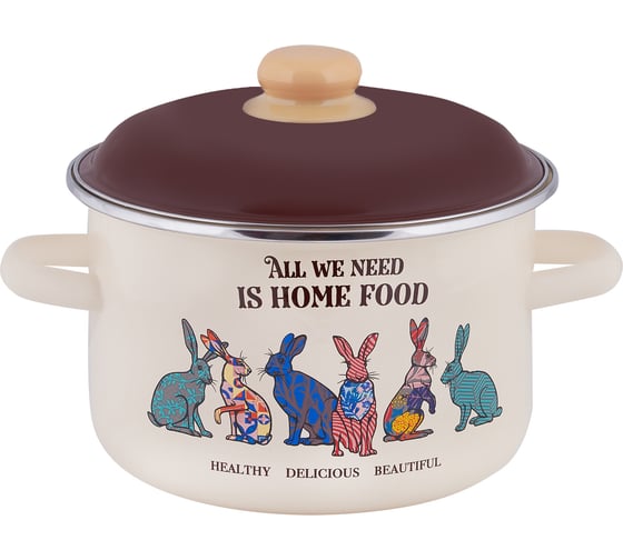 Изображение товара Цилиндрическая эмалированная кастрюля appetite Зайцы 2 л 6RD161M Зайцы