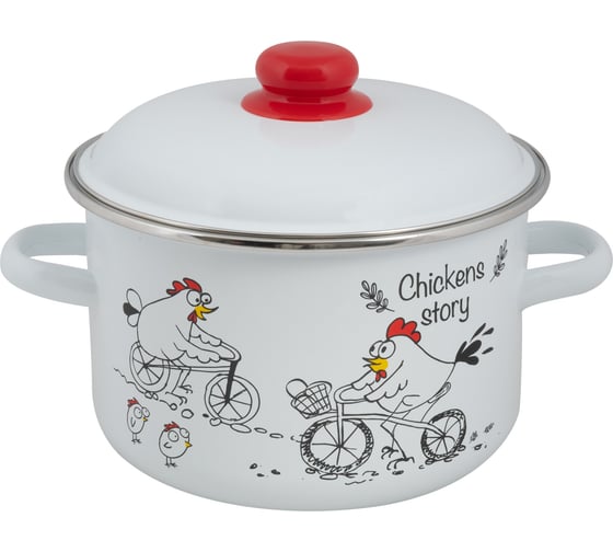Изображение товара Цилиндрическая эмалированная кастрюля Food Atelier Chickens’stories 4 л 1RD201M Chickens