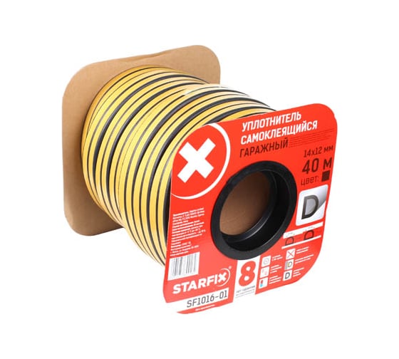 Изображение товара Уплотнитель STARFIX гаражный, тип D, черный, 14х12 мм, 40 м SF1016-01
