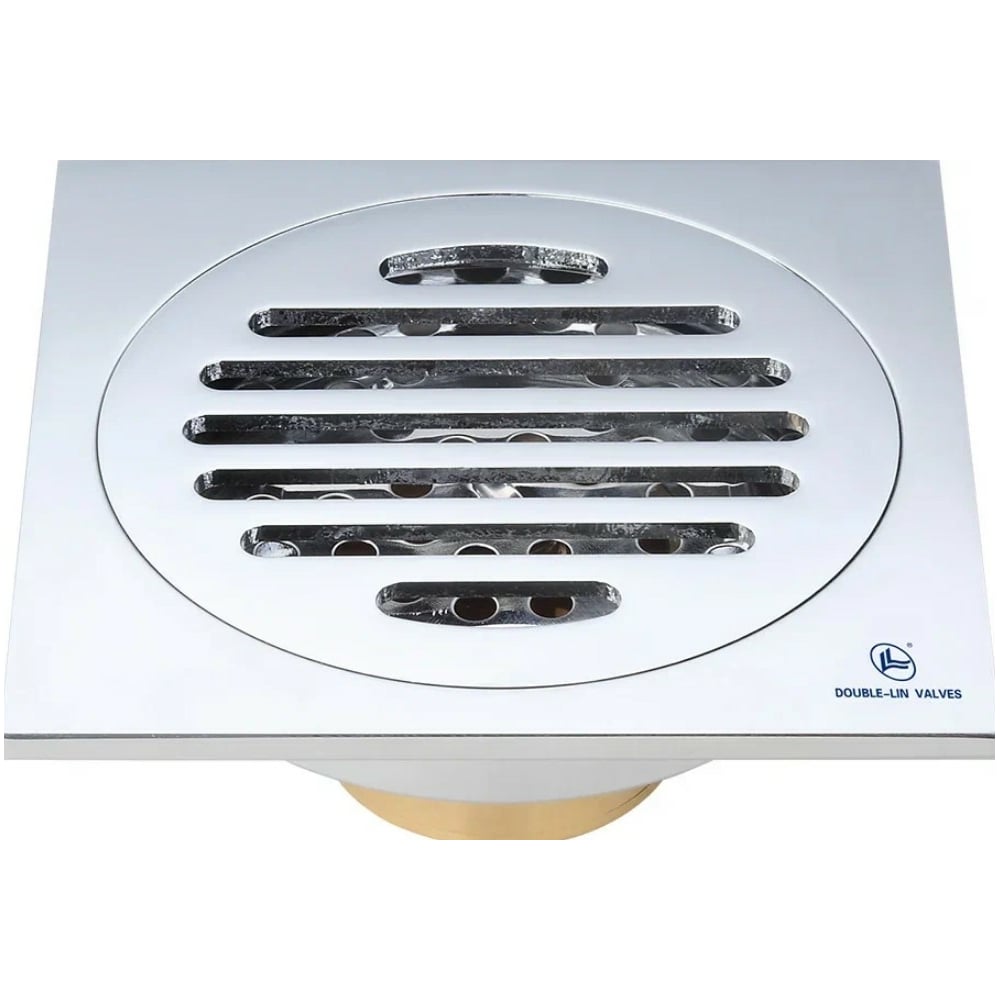 Изображение товара Латунный трап DOUBLE-LIN полированный хромированный LL7023 100x100 мм