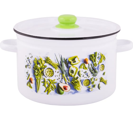 Изображение товара Цилиндрическая эмалированная кастрюля appetite Свежая зелень 7 л 1с18с Свежая