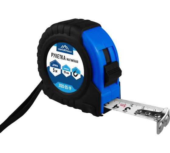 Изображение товара Рулетка vertextools магнитная 5х19 мм 3120-05-19