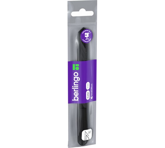 Изображение товара Канцелярский нож BERLINGO 9 мм "Double black", auto-lock корпус, европодвес BM4129