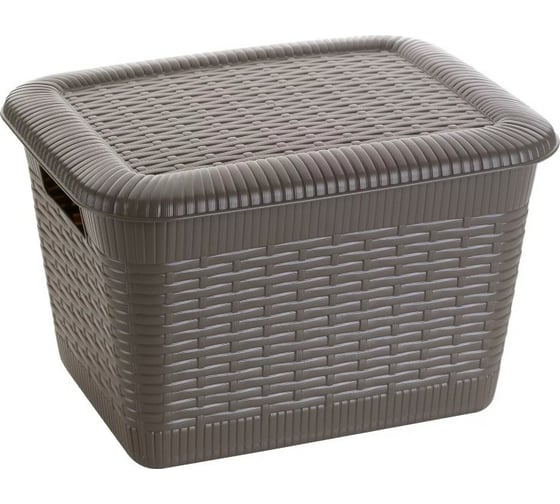Изображение товара Хозяйственная корзина GENSINI Rattan, 29x22,5x18 см, 7 л, с крышкой, пластик, цвет ассорти 3351