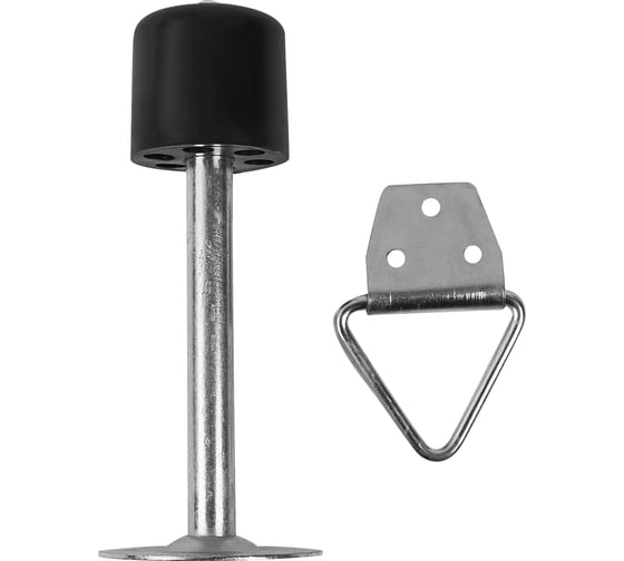 Изображение товара Дверной напольный ограничитель с фиксатором Левша 140 мм, черный У4-9560.Ч