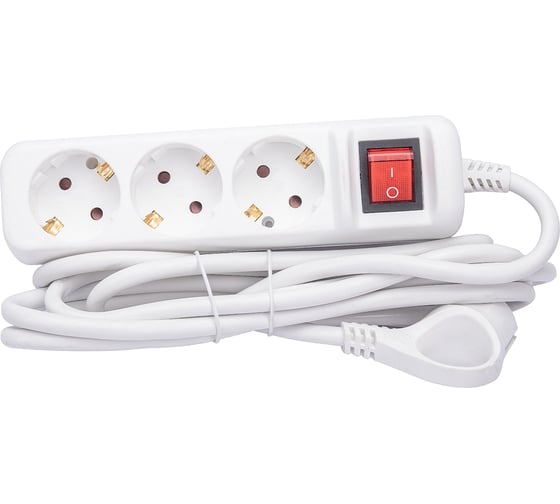 Изображение товара Электрический удлинитель ЭРА U-3es-3m-3x1,5 с заземлением с выключателем 3 розетки 3м ПВС 3x1,5мм2 16А, Б0044040