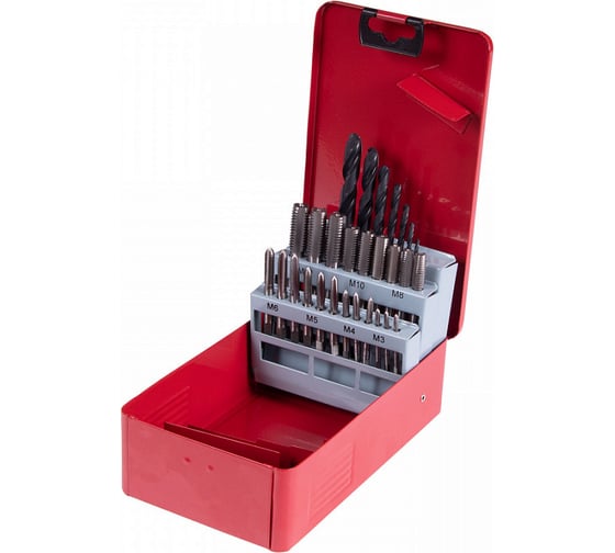 Изображение товара Набор метчиков и сверл KING TONY HSS-G М3-М12, 28 предметов 11328SQ