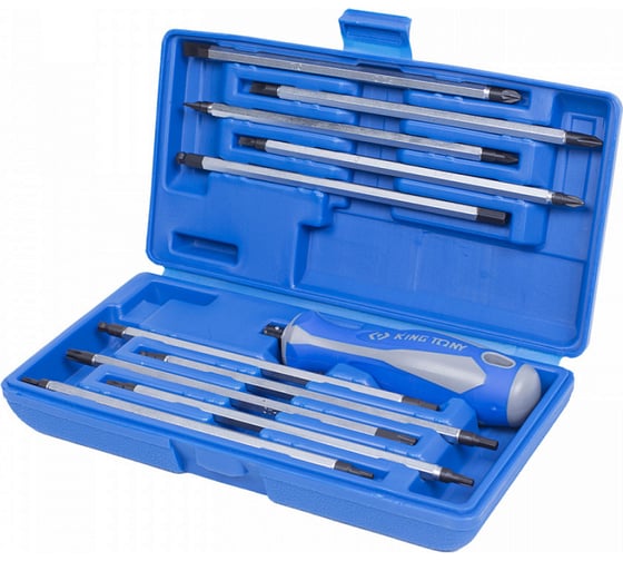 Изображение товара Набор отвертка со сменными вставками-битами KING TONY 11 предметов 32518MR