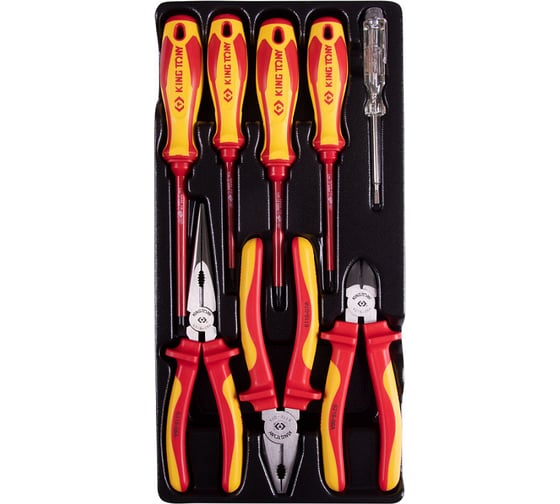 Изображение товара Набор диэлектрического инструмента KING TONY, ложемент, 8 предметов 9-40618GP