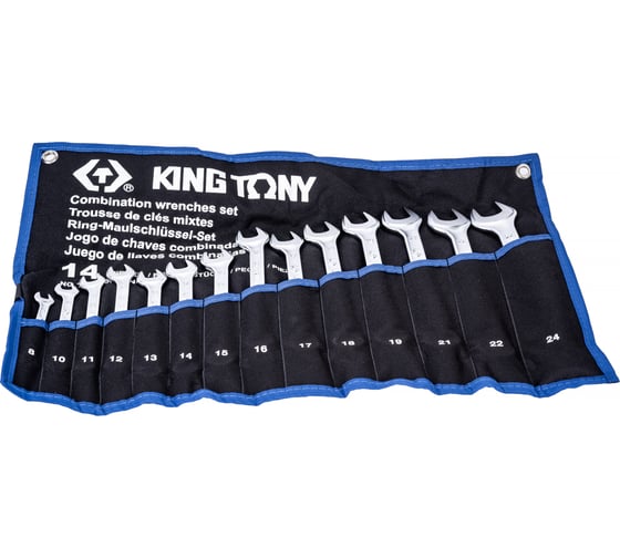 Изображение товара Набор комбинированных ключей KING TONY, 8-24 мм, чехол из теторона, 14 предметов 12D15MRN01