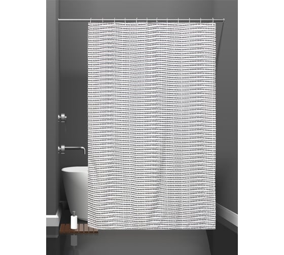 Изображение товара Штора для ванной и кольца Bath Plus Dots Rhythm black п akch-21302