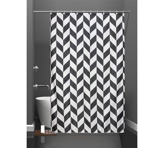Изображение товара Штора для ванной и кольца Bath Plus Staggered Square blackп akch-21303