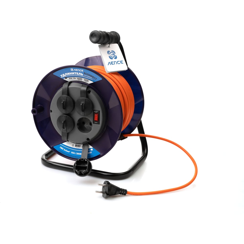 Изображение товара Удлинитель Лепсе ГОСТ ПВС 2x1 10А 30м IP44 на пластиковой катушке 007.104