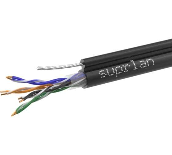 Изображение товара Сетевой интернет кабель витая пара SUPRLAN медный Premium UTP Cat.5e 4x2x0,51 Cu PE внешний T-FG8 (трос) 305м 01-0308-1