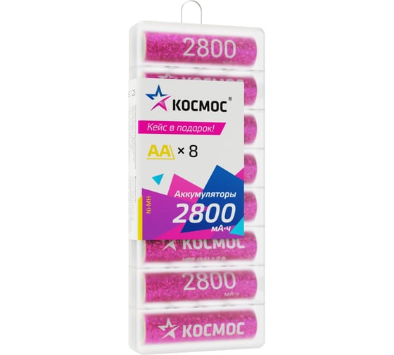 Изображение товара Аккумулятор КОСМОС R6 2800mAh Ni-Mh 8 шт в боксе KOCR6NIMH2800mAh8B