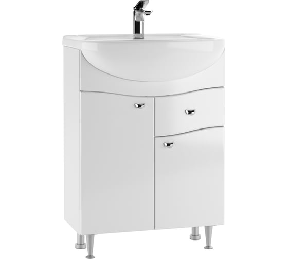 Изображение товара Тумба под умывальник Айсберг Уют 60 Волна с верхним ящиком В1 DA1021T