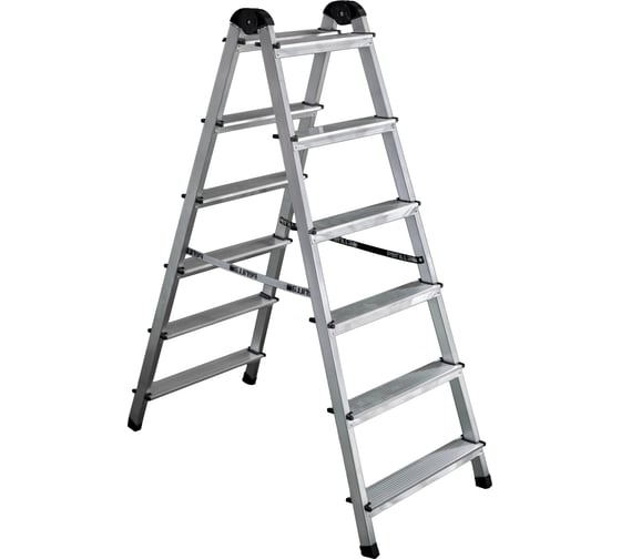 Изображение товара Алюминиевая 6-ти ступенчатая двухсторонняя стремянка Perilla 111406