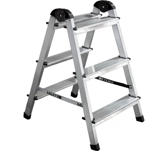 Изображение товара Алюминиевая 3-х ступенчатая двухсторонняя стремянка Perilla 111403