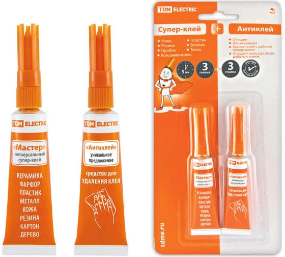 Изображение товара Супер-клей + антиклей TDM ELECTRIC Мастер блистер SQ0542-0009